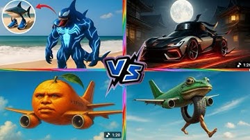 Shark Venom vs Capuchino car vs Orange plane vs Frog plane #brainrot #viral #viralvideo 