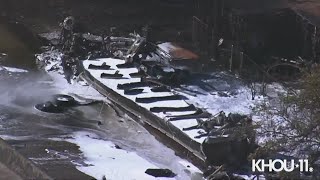 Raw Video: Aerial view of deadly big rig fire along North Loop