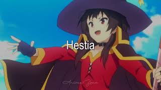 DLH || Hestia. || (Con Megumin de fondo.)