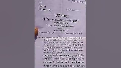 B.com 2nd Year Paper [ Principal of Business Management ] C-203 Annual Examination Ccsu Meerut.