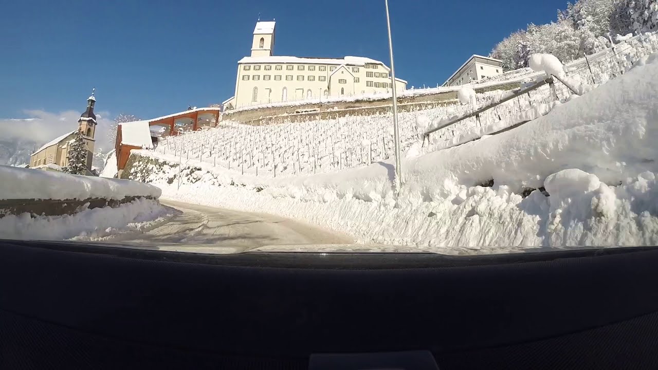 Autofahrt Chur - Arosa im Winter