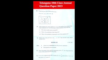 Telangana 10th Maths Annual Question Paper-2023  #shorts #10thclassmaths