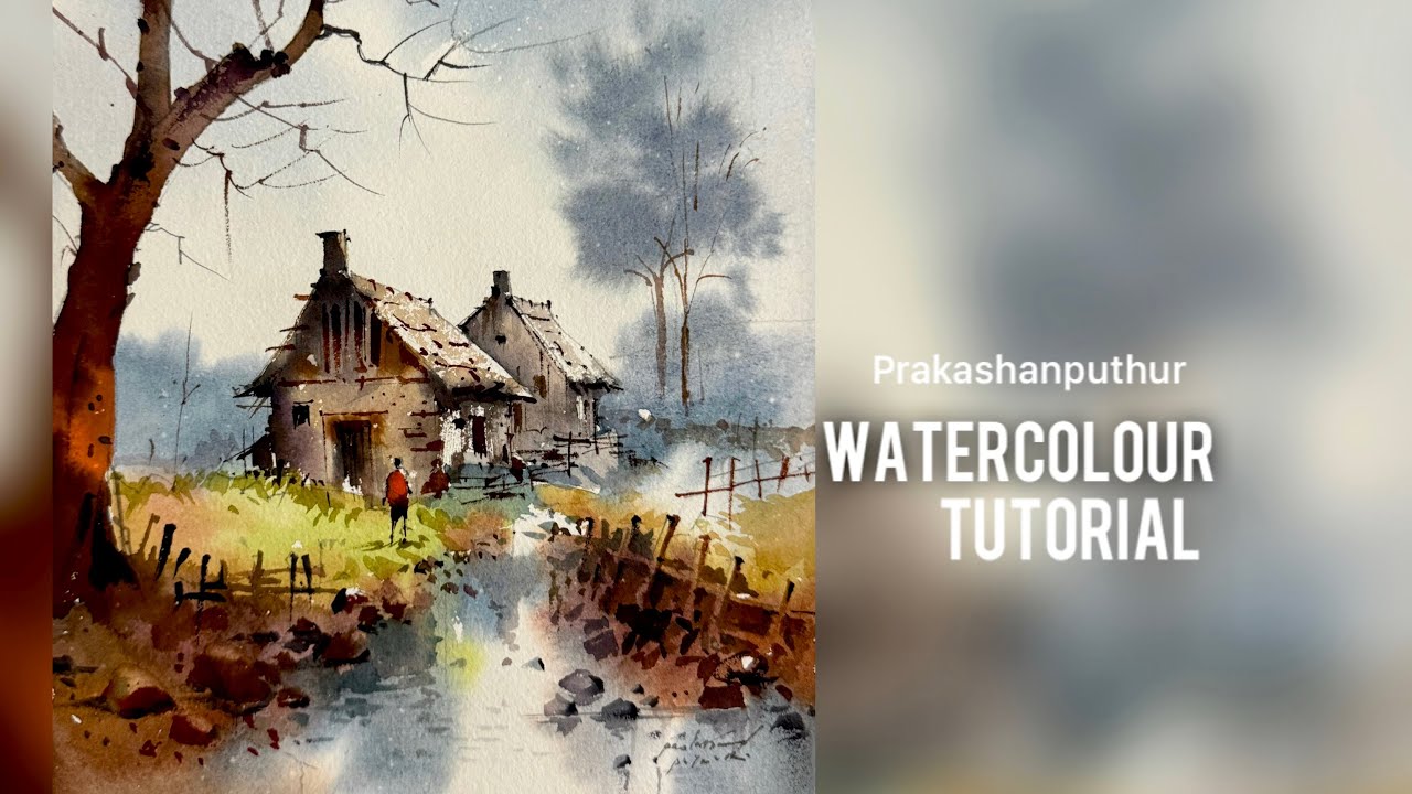 Paint a misty landscape Watercolour with pencil sketch | demo by ...