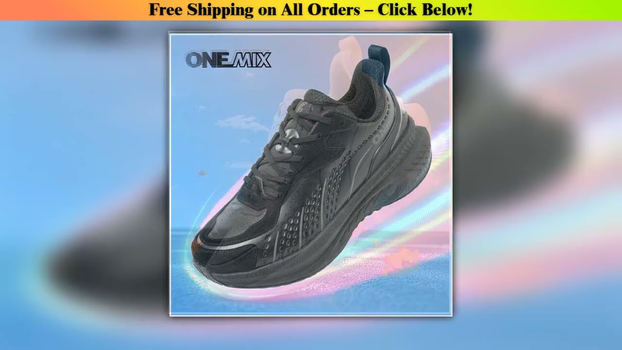 ONEMIX Winter Running Shoes for Men Leather Warm Sport Shoes Wear-resistant Female Jogging