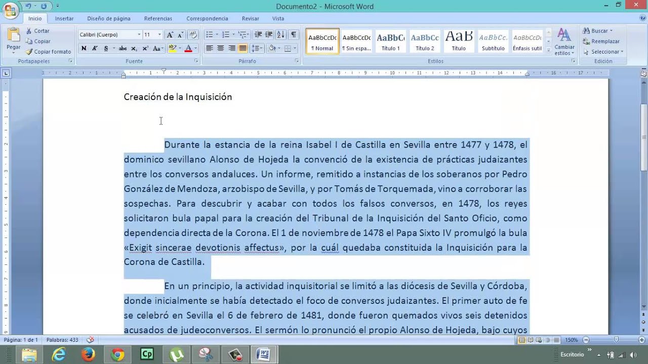 Formato de texto en Word Justificar Sangría Interlineado 