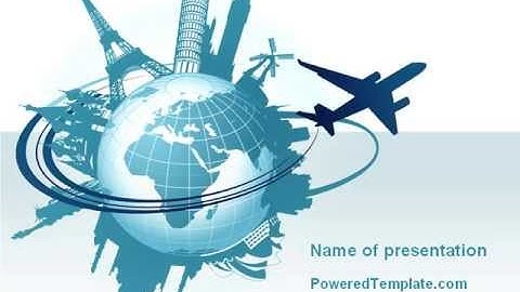 Round The World On A Plane PowerPoint Template by PoweredTemplate.com