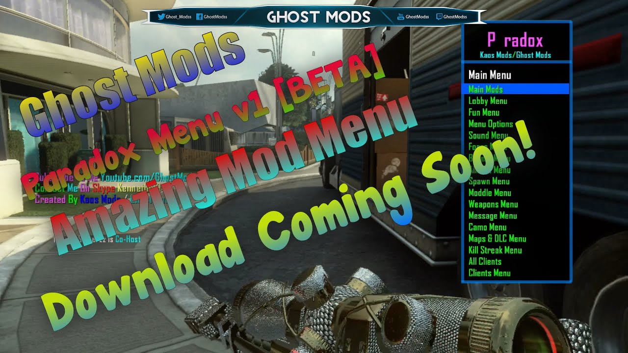 Black Ops 2  Paradox Menu v1 [BETA]  Amazing Mod Menu  Online  made By Me  Kaos Mods 