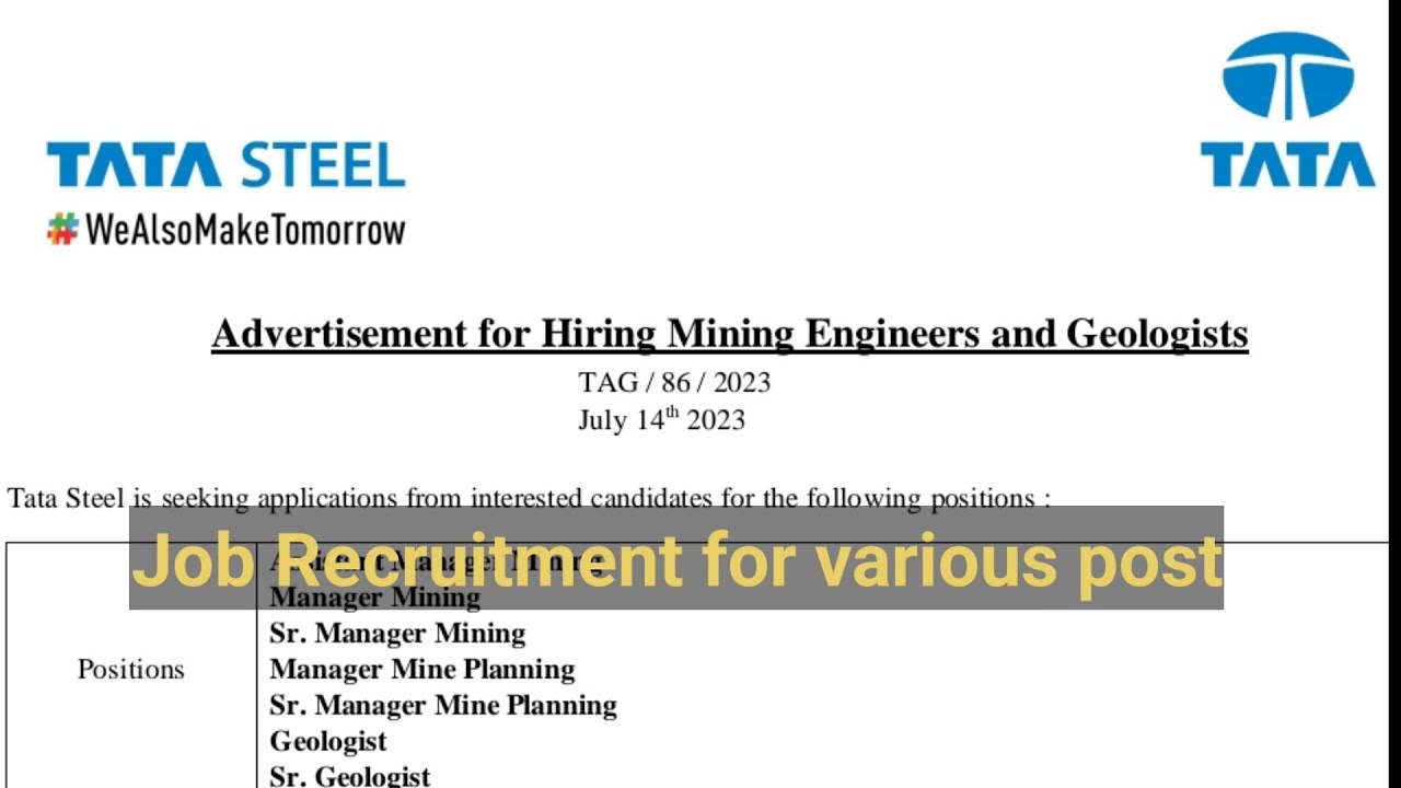 job recruitment for tatasteel