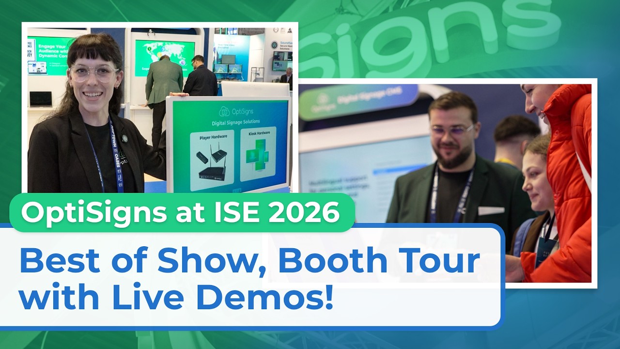 OptiSigns at ISE 2026 | Best of Show, Booth Tour & Live Demos - YouTube