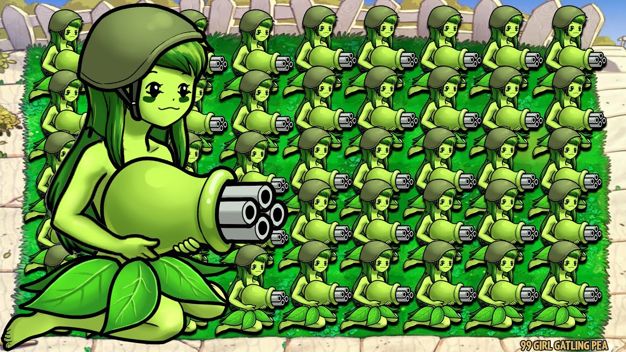 99 Girl Gatling Pea Vs 99 Dr Zomboss Plants Vs Zombies Puzzle Gameplay ...