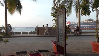 coffee at the Mizingani  Seafront Hotel. Sunset time, Stone Town, Zanzibar