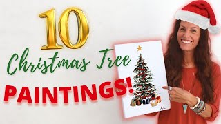 10 Favorite Christmas Tree Painting Tutorials 🎄/ How to Draw & Paint Christmas Trees