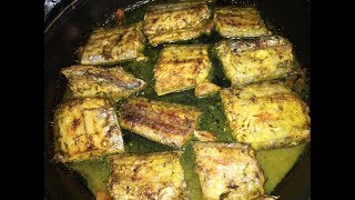 Beltfish recipe with thyme & Garlic قطع السمك (السمطة ) بالزعتر في الفرن