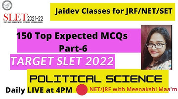 Expected MCQs Part- VI  (Political Science) I NTA UGC NET I Meenakshi Singh