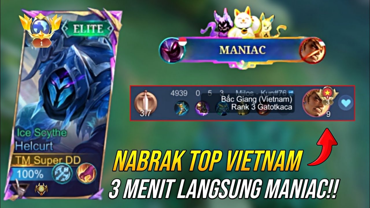 Ketemu Gatot Vietnam Langsung Kita Lock Sampai Coklat!! Gameplay Top Global Helcurt - Mobile Legends