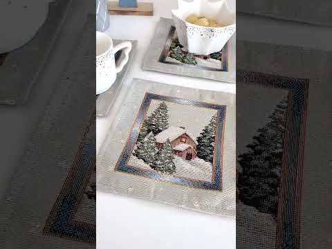 Серветка Новорічна 17x18 см. гобеленова, відео 1