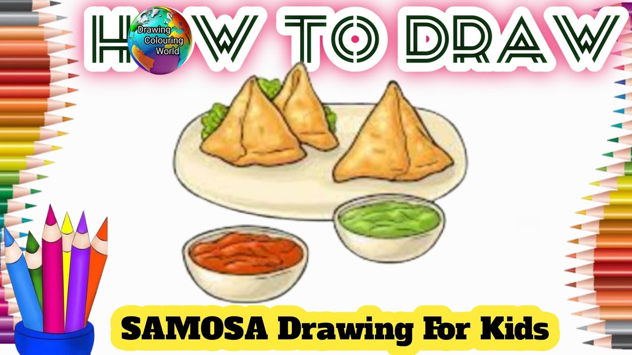 How to draw Ramadan drawing For kids|Samosa drawings|Food easydrawing ...