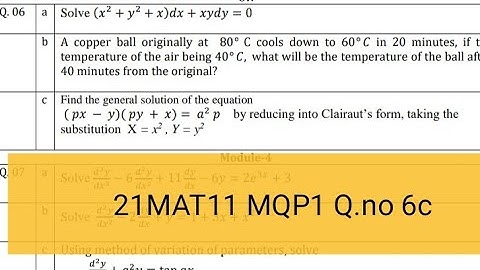 [21mat11] Model Question Paper 1- (Q.6c) | Solution of Clairauts Equation |M3| Differential Equation