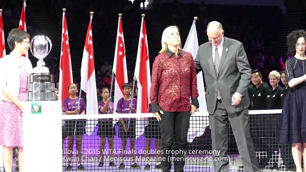 Martina Navratilova - 2015 WTA Finals doubles trophy ceremony - Meniscus Magazine