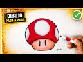 Como dibujar a EL HONGO de Mario Bros fácil ???? | Tutorial • Paso a Paso ✅