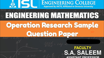 Operation Research | Engineering Used Question Paper | O U. Dt 7-03-2022