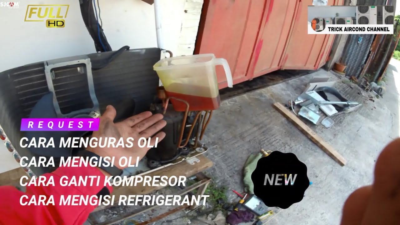 Cara menguras oli sampai tahap terakhir pengisian refrigerant r22