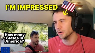 American reacts to What EUROPEANS know about AMERICA!