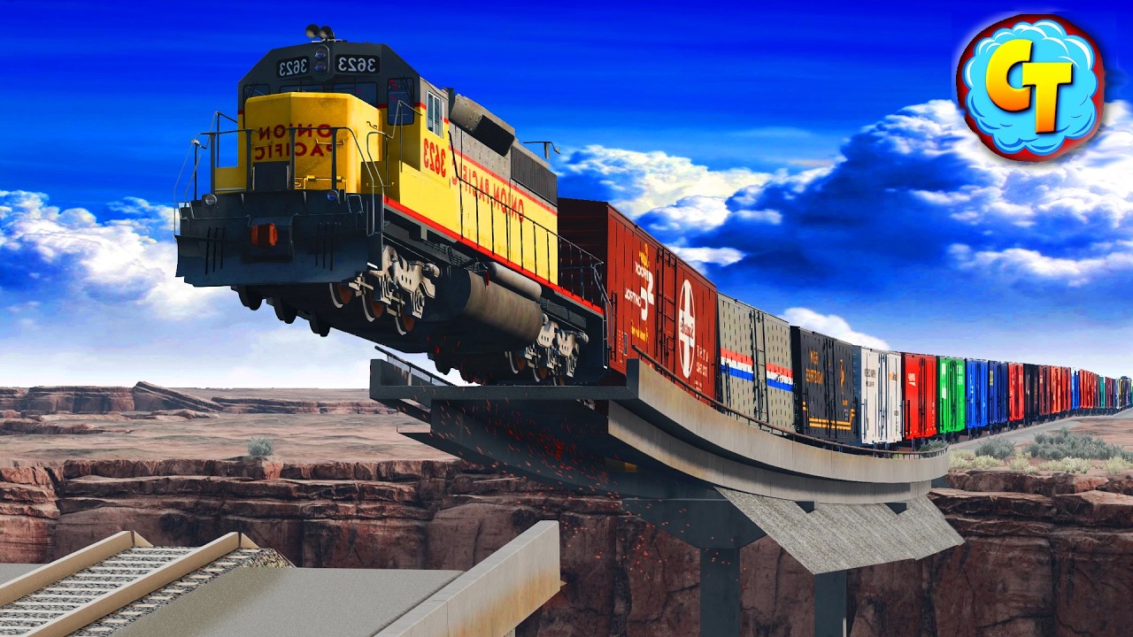 Earthquake Damaged Bridge Railroad Accidents Derailments ✅ BEAMNG.Drive LIVE STREAM