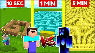 NOOB vs. PRO STAVÍ LABYRINTY za 10 SEC / 1 MIN / 5 MIN v Minecraftu!