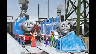 Thomas, Edward, and their Girls enjoying the Early Snow ❄️☃️