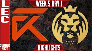 XL vs MAD Highlights | LEC Summer 2020 W5D1 | Excel vs MAD Lions