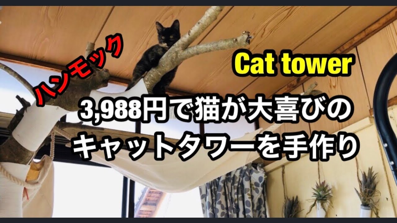 39円で猫が大喜びのキャットタワーを手作り Diy Cat Tower Youtube