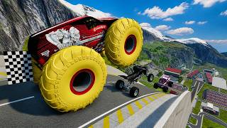 BNG Drive - Epic High Speed Monster Truck Jumps Crashes #81 - BeamNG Drive