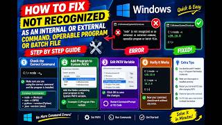 how to fix not recognized as internal or external command operable program or batch file windows