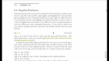 Common Lisp The Language 2ed #5 - Covers Chp 6 - Predicates