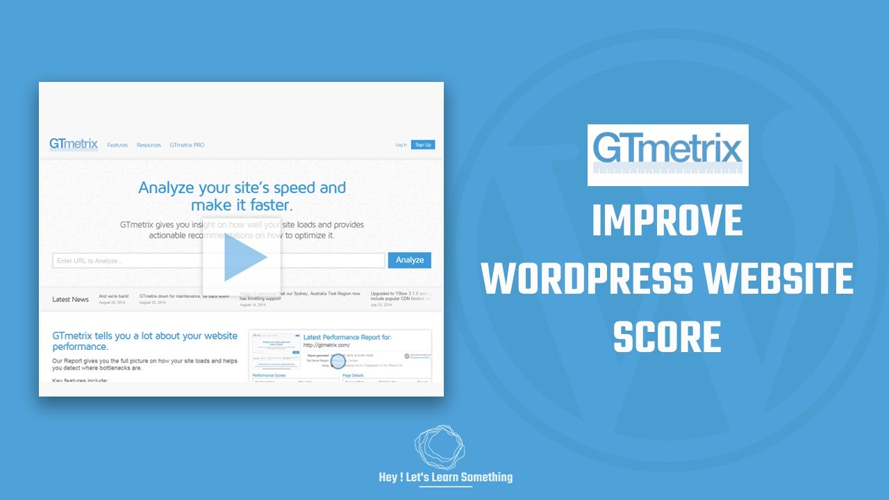 WordPress Speed optimization, Gtmetrix Performance 90+ Score