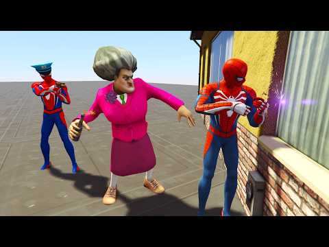 Miss’T BLEW UP Spider-Man’s Buildings! Police Spider Arrests Miss’T!  Scary Teacher 3D Animation
