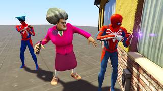 Miss’T BLEW UP Spider-Man’s Buildings! Police Spider Arrests Miss’T!  Scary Teacher 3D Animation