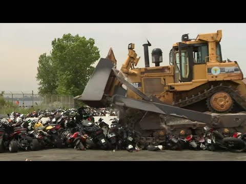 NYPD crushes 92 dirt bikes, ATVs and other seized motorbikes