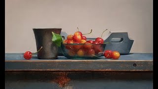 Cherry still life oil painting time lapse