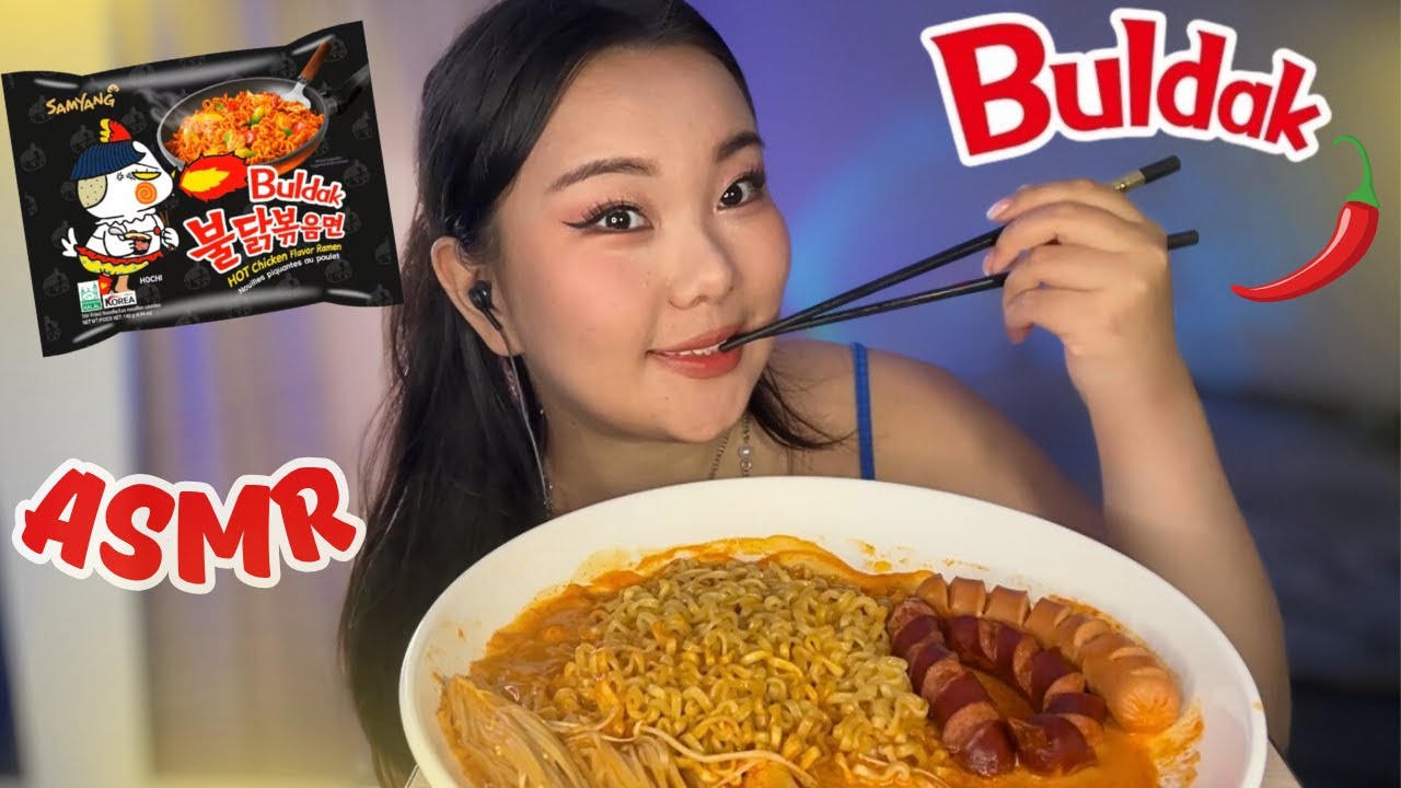 АСМР МУКБАНГ 🌶️ Острая лапша Buldak | Мой рецепт 🔥