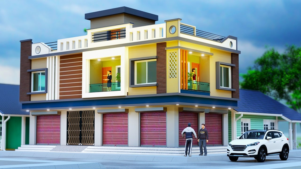 House Design 2 Storey Commercial Combined Residential Youtube 