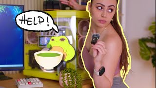 Building a matcha 🍵 PC which looks like a frog 🐸 😭✨ #help #gamingsetup #setups