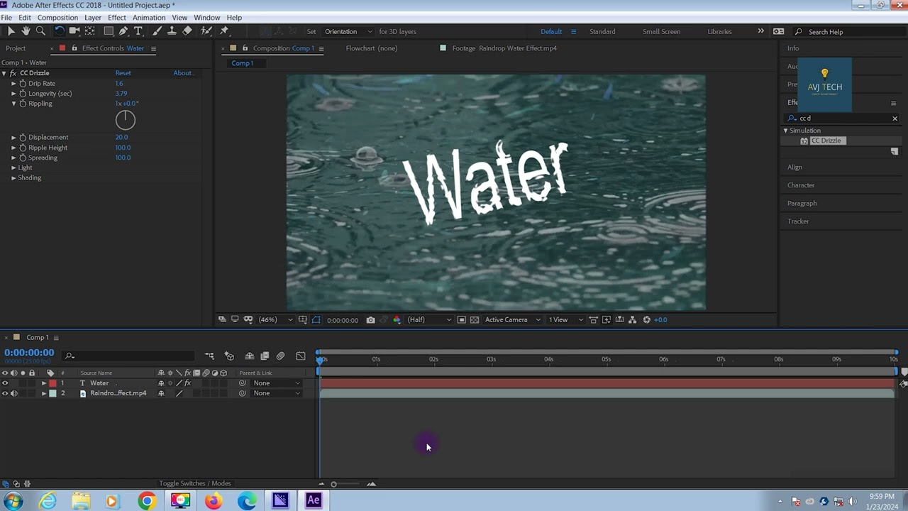 water text after effects: Water Title Animation Tutorial | Status Videos | After Effects