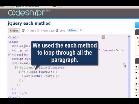 JQUERY Tutorial : jQuery each method