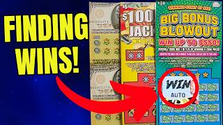 FINDING WINS! 💰 Jefferson, $100,000 Jackpot, and Bonus Blowout Lottery Scratch-Off Tickets! 🔥