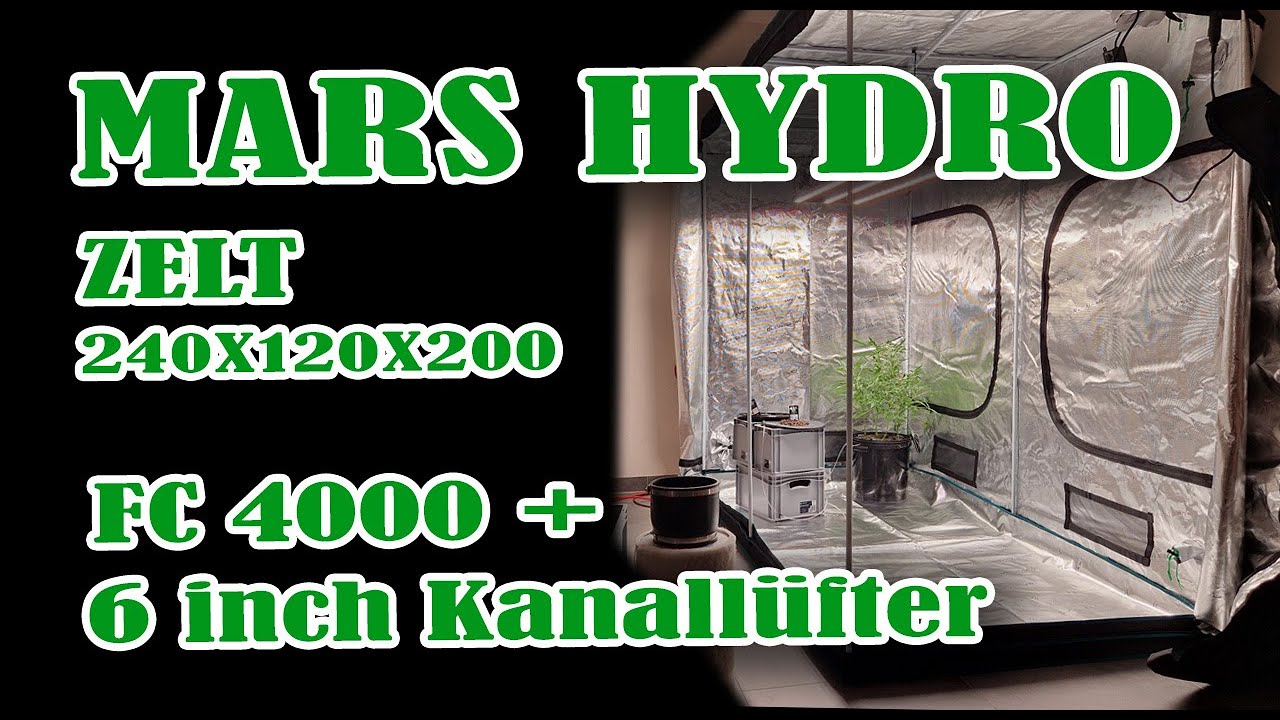 Mars Hydro Zelt 240x120x200, LED FC4000 mit i-Controller und 6 inch Inline Kanallüfter 