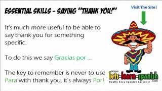 Learn Spanish Essentials (2) Lets-Learn-Spanish.com: "Thank You"