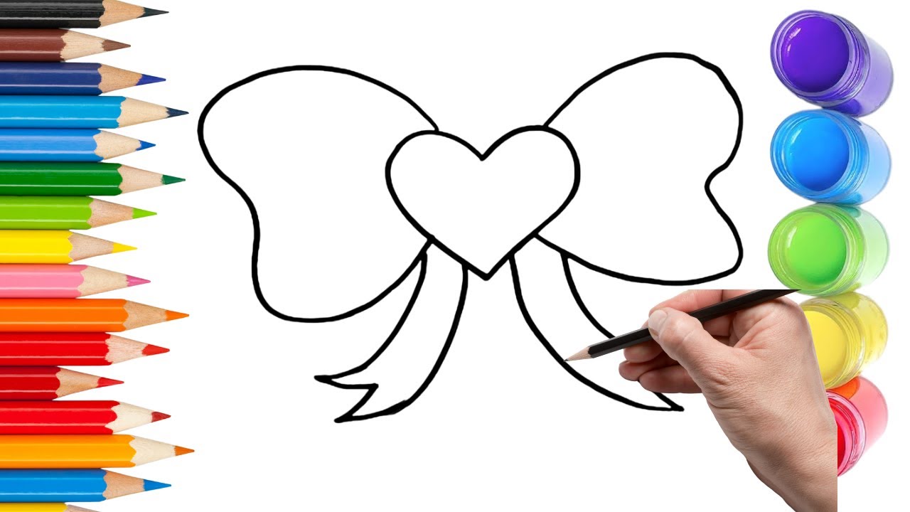 How To Draw cute Ribbon Drawing, Painting & Coloring For Kids and ...