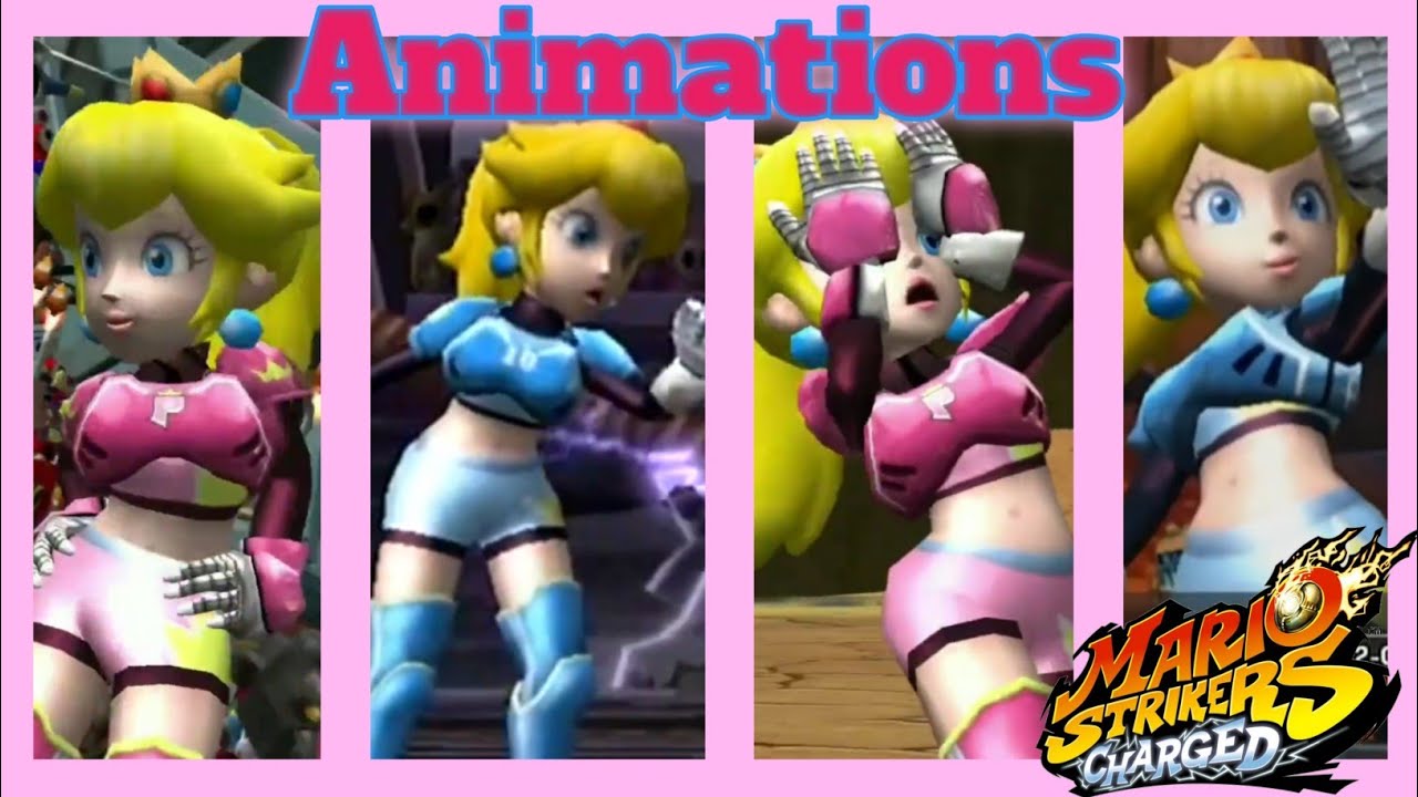 Mario Strikers Charged - Peach Winning, losing, entrance, Special animations/unused blue outfit